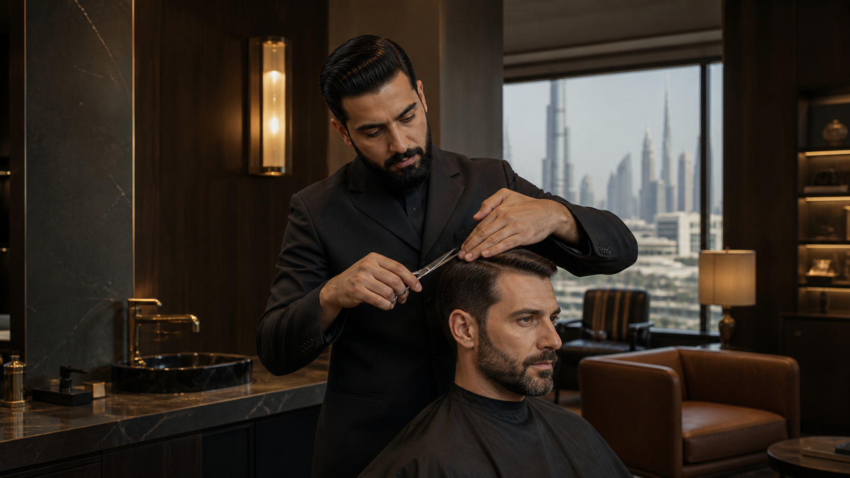 A precision haircut in progress